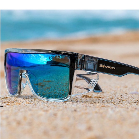 Bomber buzz polarized ANSI Z87 safety glasses- Ice blue mirror lens - Picture 6 of 8